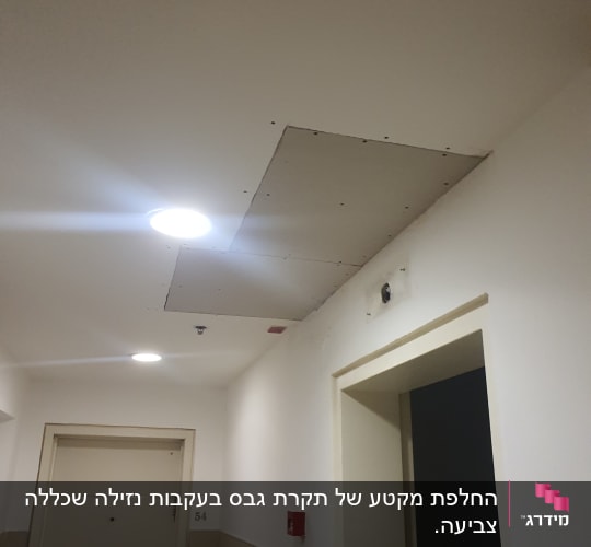 תקרת גבס עם לוח חסר ותאורה שקועה